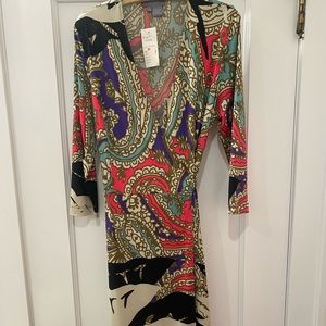 Eccoci Colorful Pattern Wrap Dress